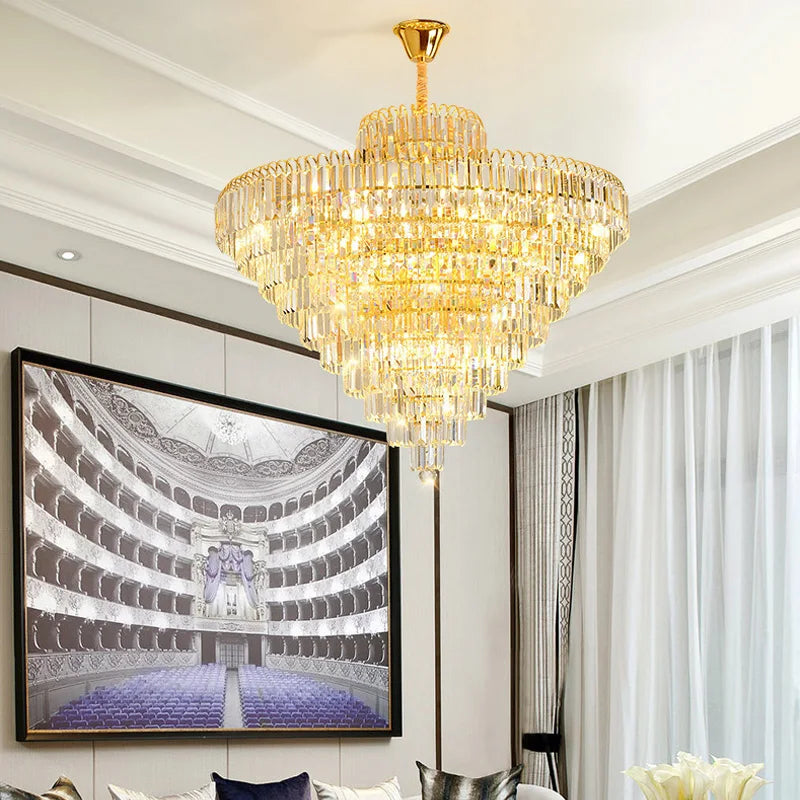 lustre moderne élégant doré cristal transparents suspension salon chambre lumières 4000K 3000K 6000K