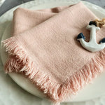 serviettes carrées tissu lin texturé rose lilas gris beige blanc ciel vert bordeaux rustic