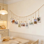 guirlande bois photos suspendues cœurs pinces rustic bohème décoration mur