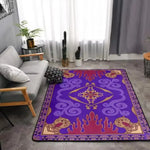 tapis salon moderne motif ethnique violet rouge beige doré décoratif maison chambre grand