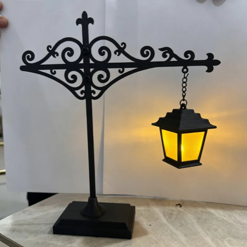 lampe poser rétro noire motif géométrique métal tringle suspension led