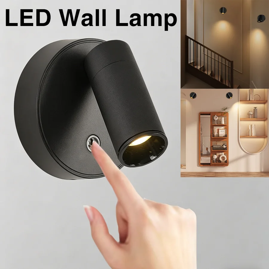 lampe murale led rechargeable noir blanc tactile moderne minimaliste adhésive sans fil adjustable