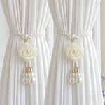 accessoires rideau fleurs cordon tressé rose violet beige blanc vert marronclair