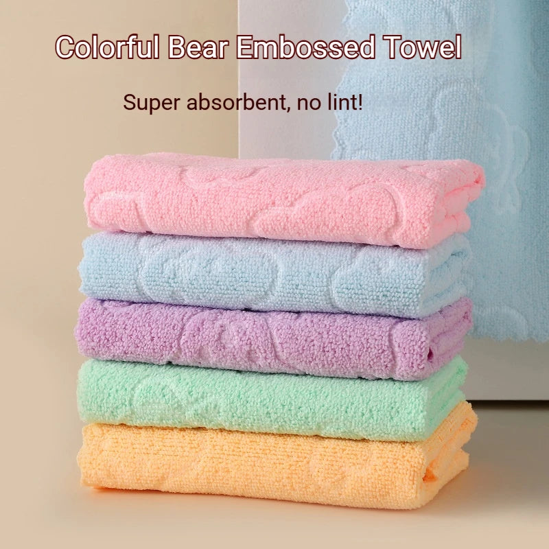 serviettes microfibre ourson imprimé rose vert bleu orange absorbantes douces modernes multipurpose cuisine bain