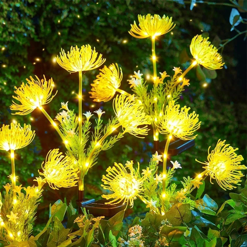 décoration extérieure fleurs artificielles led solaires colorées feuillage verdoyant jardin lumineux rose orange