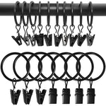 anneaux rideau noirs modernes pinces 35mm épaisseur 4mm diamètre intérieur set 12pcs
