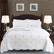 Couvre-lit brodé en coton 3 pièces - Ensemble couette Queen ou King - Décoration lit