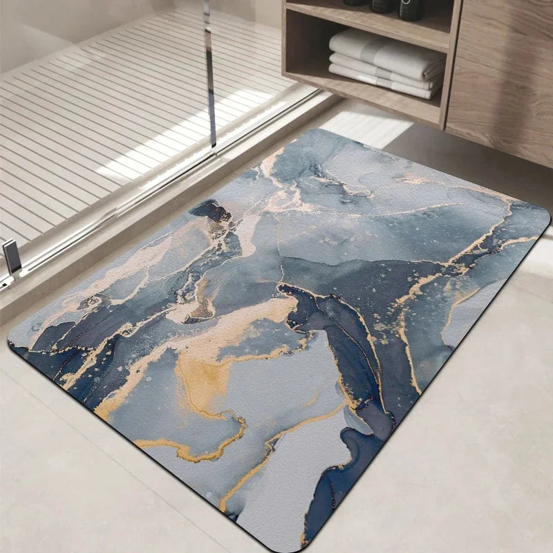 tapis moderne marbre blanc gris antidérapant résistant l'eau 50x80cm 60x90cm salon bain