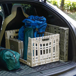chariot pliable rangement transparent moderne pratique grands compartiments plastique robuste courses