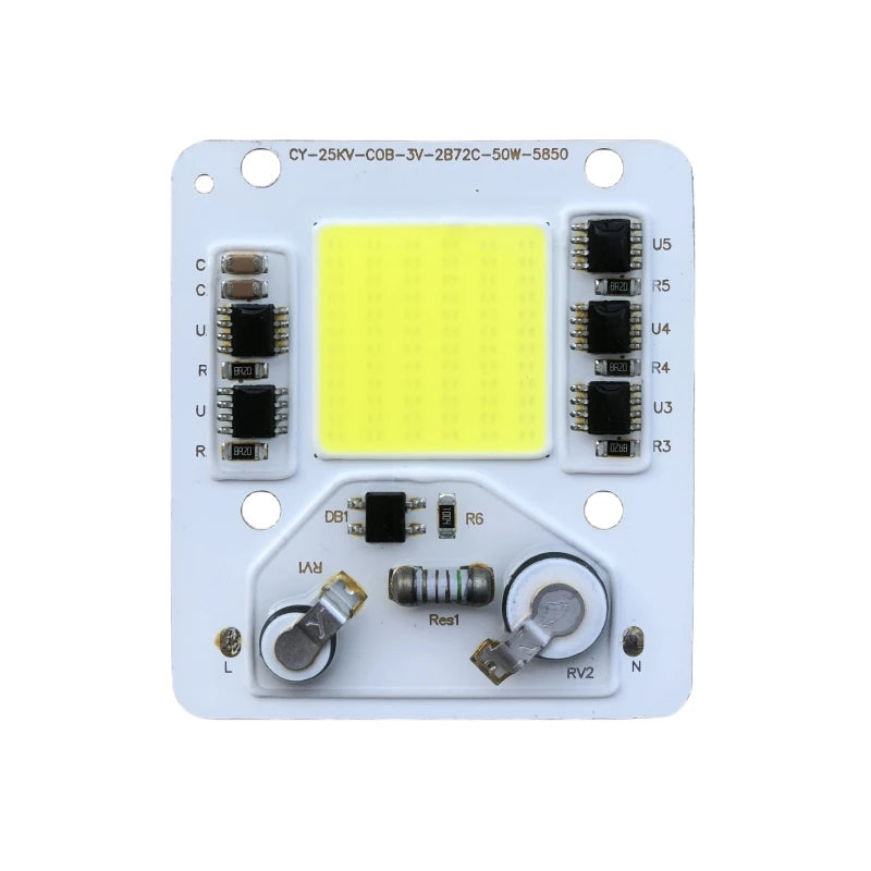 projecteur led module 50w blanc 6500k matériau électronique vis fixation 58x50mm