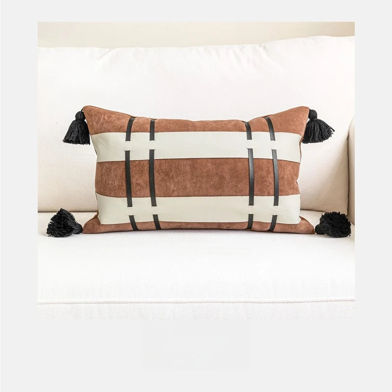 housse coussin motif floral moderne beige noir maison hospitalière respectueux environnement non toxique polyester