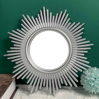 Miroir décoratif en forme de soleil pour décoration murale intérieure - Or, Argent, Rouge, Blanc, Brun, Bronze