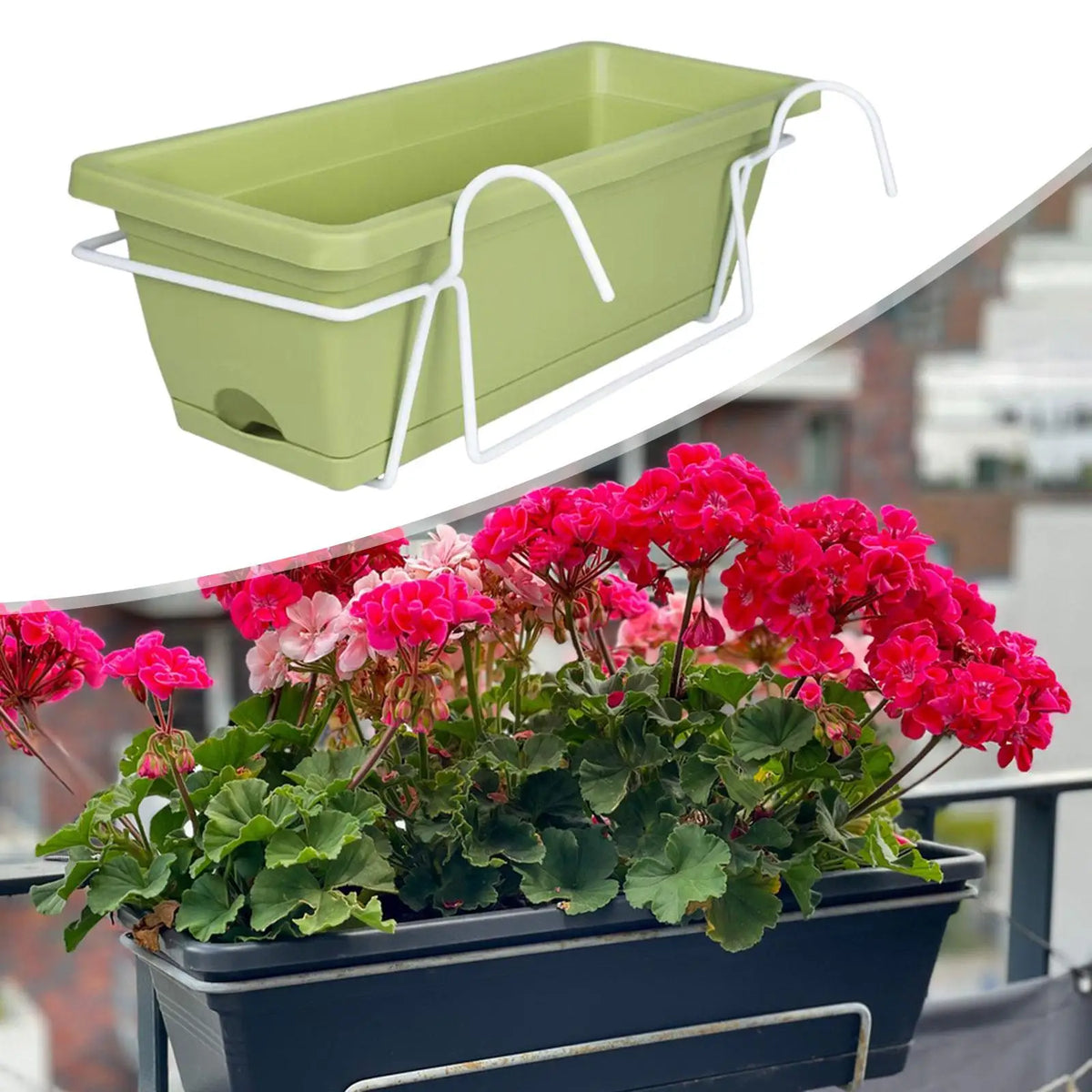 bac fleurs moderne noir blanc vert balcon rail porche décoration extérieure intérieure détachable