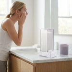 distributeur lingettes transparent moderne réutilisable adhésif blanc hygiène soins quotidien