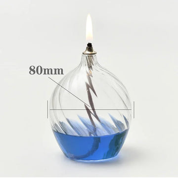 lampe huile verre bleu transparent motif spiralé moderne décoration intérieure chandelle mariage centerpiece table