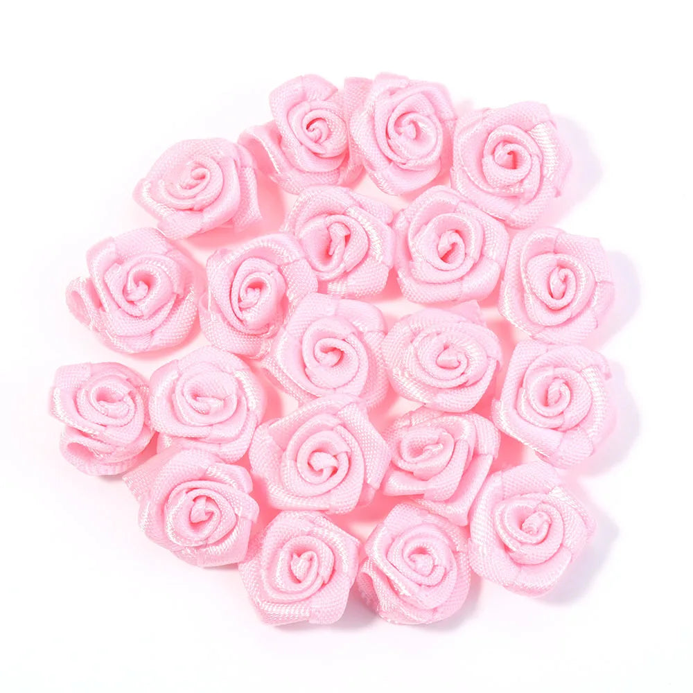fleurs artificielles roses polyester clips décorations mariage anniversaire intérieur 1.5cm