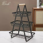 panier fruits métal noir pliable moderne rangement cuisine multifonctionnel organizer snack rack