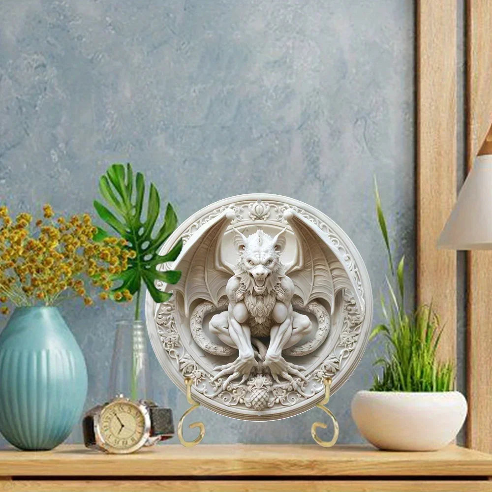décoration murale dragon relief métallique 20cm 30cm gothique fantastique