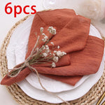 serviettes table orange rustique texture texturée 40x40cm fleurs séchées décoration champêtre
