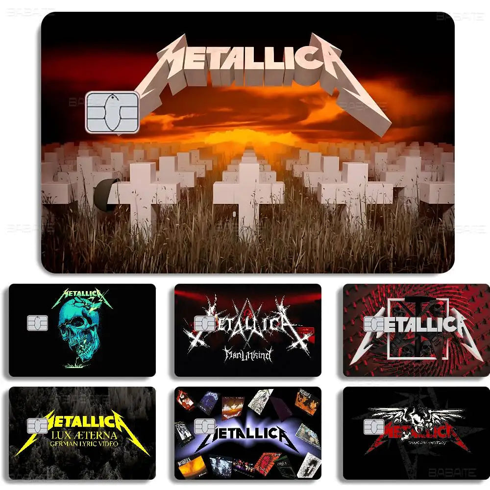 autocollants graphiques metallica cartes bancaires réutilisables waterproof noir rouge bleu