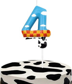bougies numérotées anniversaire dessin animé motif animalier vache nuages carreaux