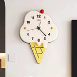 horloge murale moderne créative blanc jaune rouge noir glace crème chiffres pointeurs