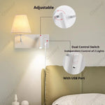 lampe murale moderne prise usb abatjour orientable blanc beigeclair