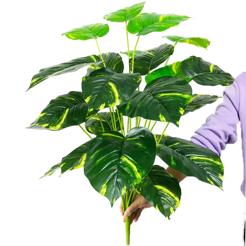 plantes artificielles feuilles vertes monstera palmes extérieures decoration moderne jardins maison tronc faux