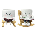 cache pot résine blanc souriant plante artificielle chaise bascule livre miniature décoratifextérieur