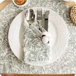 serviettes table coton imprimées florales bleu rose vert classiques cuisine festive