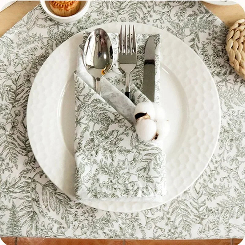 serviettes table coton imprimées florales bleu rose vert classiques cuisine festive