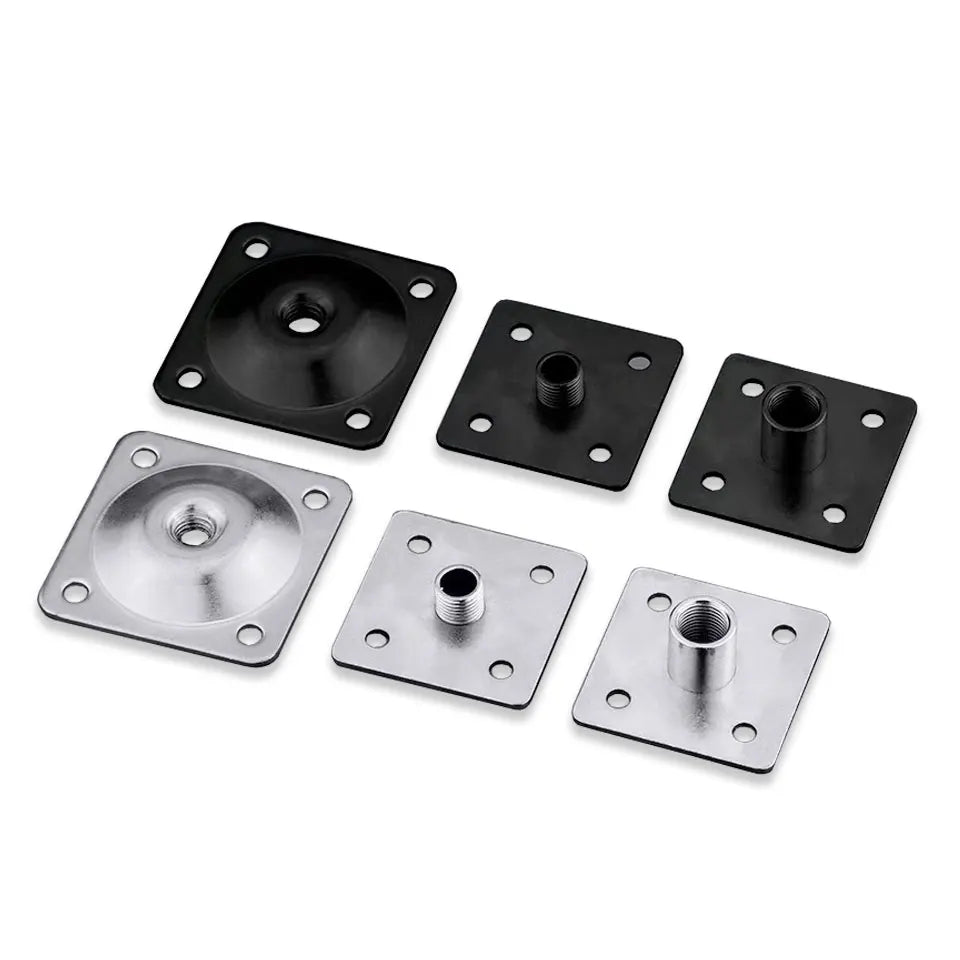 plaque fixation industrielle moderne noir argenté plate lisse m10 m8 m6
