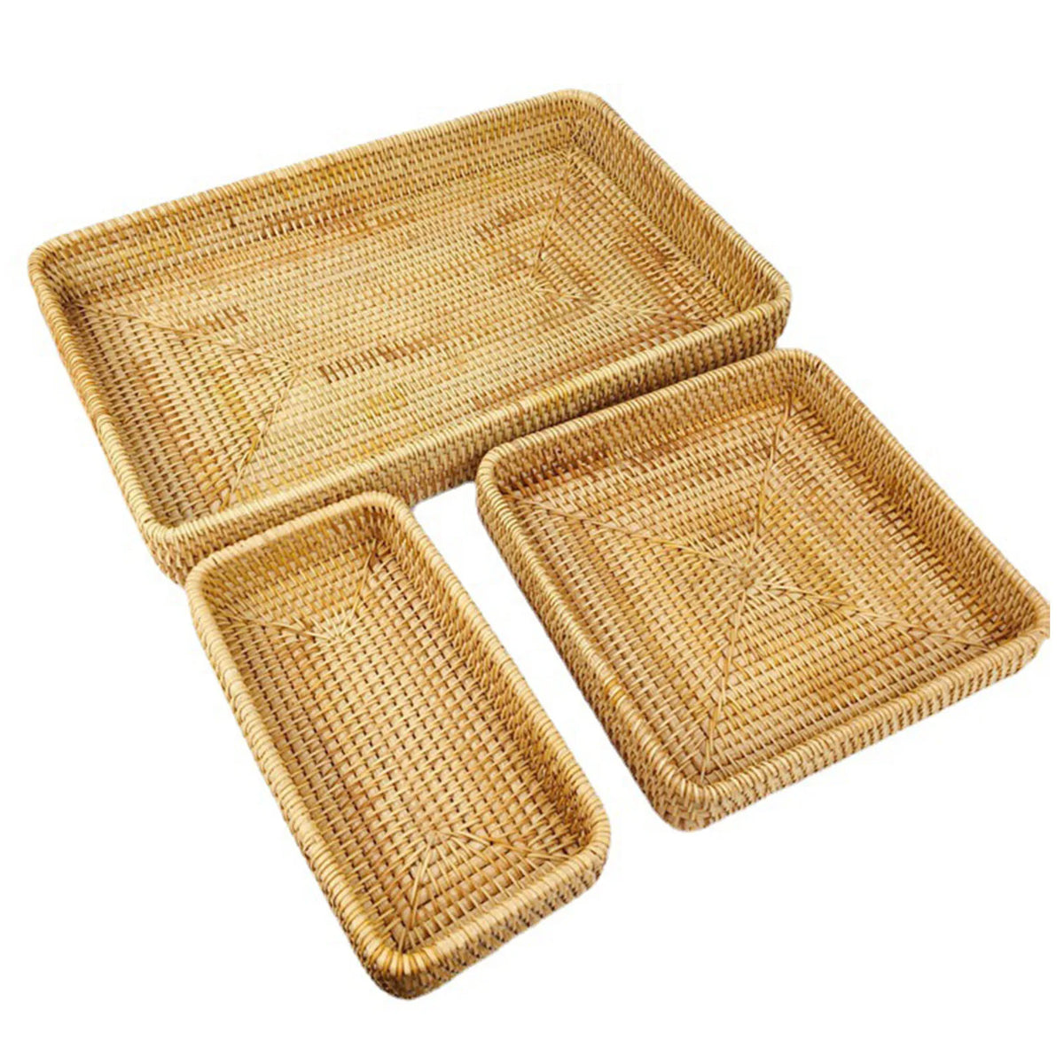 panier rangement rotin tissé traditionnel fruits collations maison pique nique camping beige clair