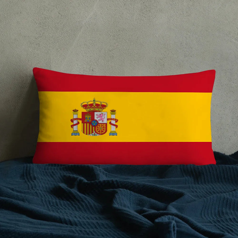 housse coussin drapeau espagnol imprimé polyester moderne rouge jaune blason royal 30x50cm 40x60cm 48x74cm