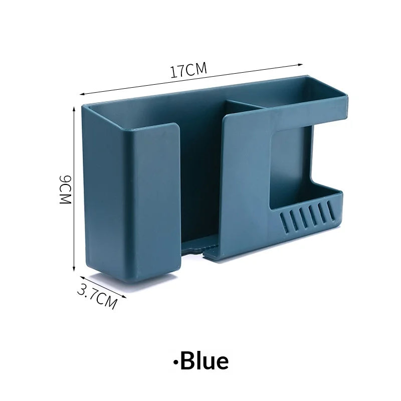 boîte rangement murale moderne double compartiment adhésif smartphone télécommande stylos blanc orange bleu