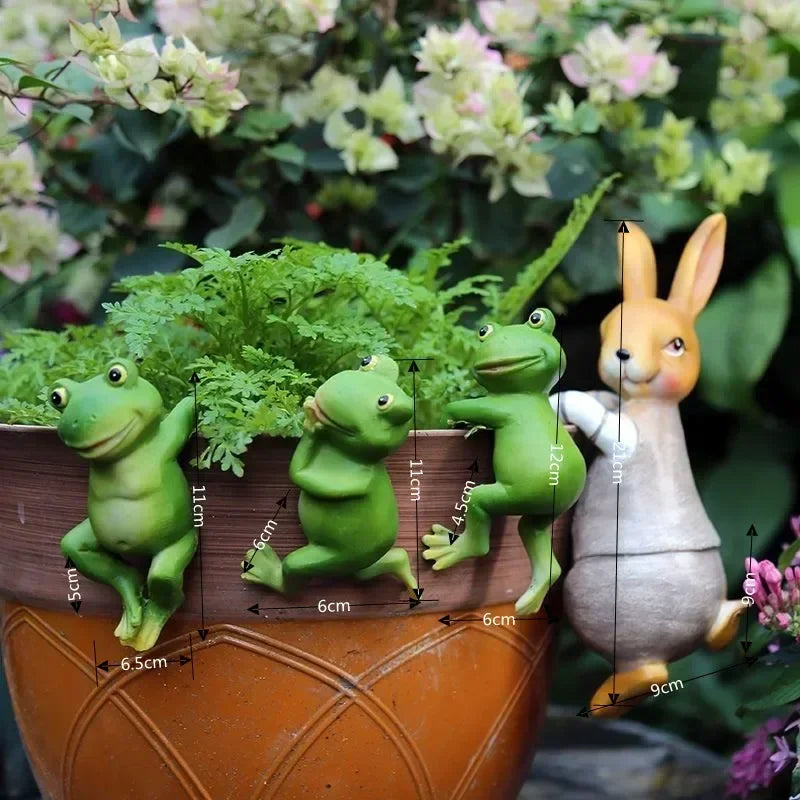 figurine grenouille verte résine décorative cartoon adhésif intérieur extérieur ornement jardin moderne