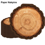 serviettes jetables papier texture arbre marron clair anniversaire décoration naturelle festive camping enfants