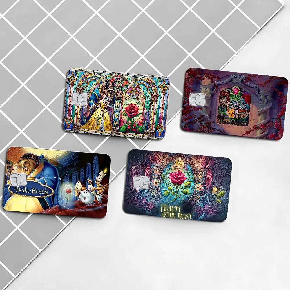 étui cartes bancaires adhésif belle bête vitraux colorés rose personnages réutilisable