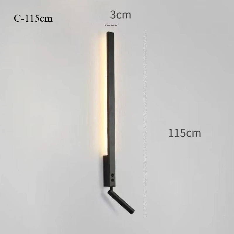lampe murale moderne minimaliste fixée mur alimentée courant alternatif lumière jaune noir chambre coucher