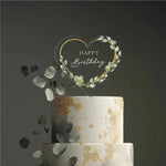 décoration gâteau transparente fleurs vertes happy birthday clips anniversaire mariage baptême événement