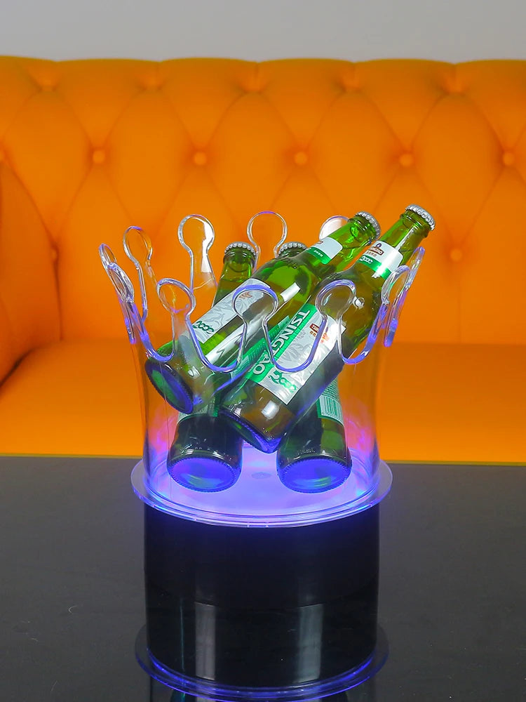 support bouteilles transparent moderne couronne led rechargeable bouteilles bière table bar champagne vin