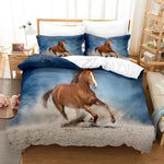 Housse de couette cheval noir design 3D