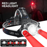 lampe frontale led noire rechargeable usb camping red verte blanche fixe ceinture