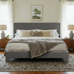lit gris moderne tissu uni cadre assemblage matelas recommandé boîte springs adjustable headboard