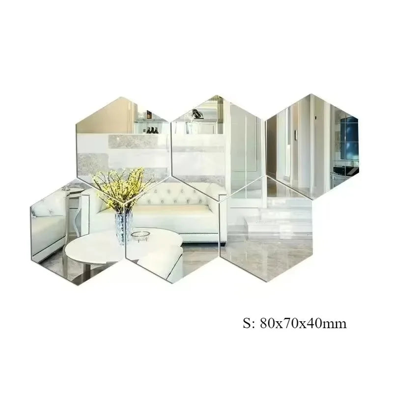miroirs hexagonnels modernes stickers adhésifs or argent décoration chambre salon événement