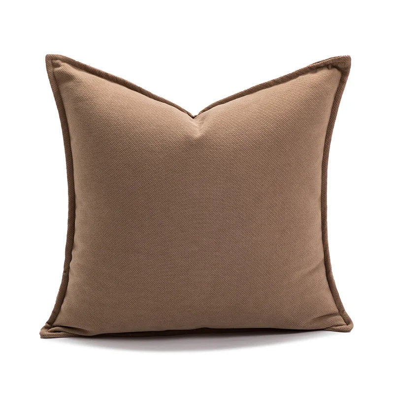 housse coussin beige marron motif rayé texture douce moderne opacité jacquard polyester décoration canapé