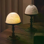 lampe poser classique artisanal marron foncé relief floral hauteur 19.3cm