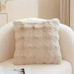 taies d'oreiller velours fourrure couleurs unies moderne canapé hiver pastel clair beige gris marron