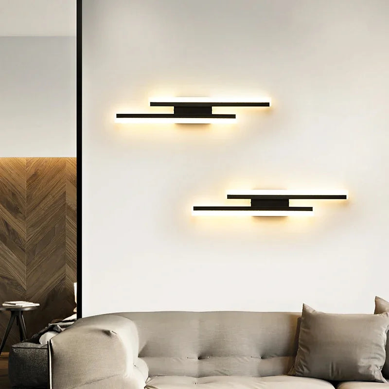applique murale led moderne noir rectangle minimaliste éclairage quotidien fixée mur lumineux aluminium