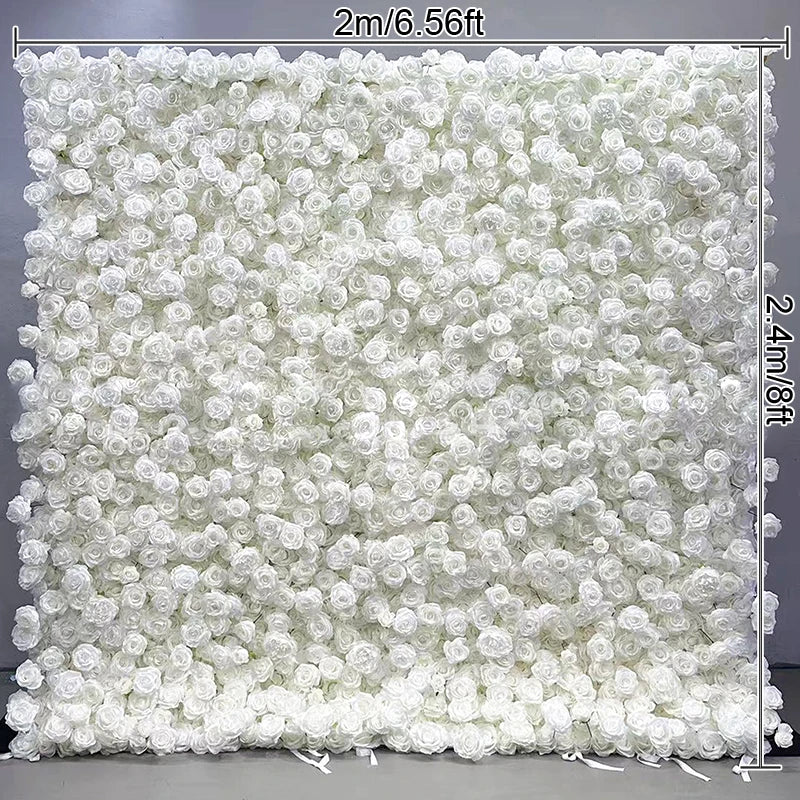 panneau floral decoratif blanc rouge fleurs artificielles toile fond mariage mur fleurs decoratif
